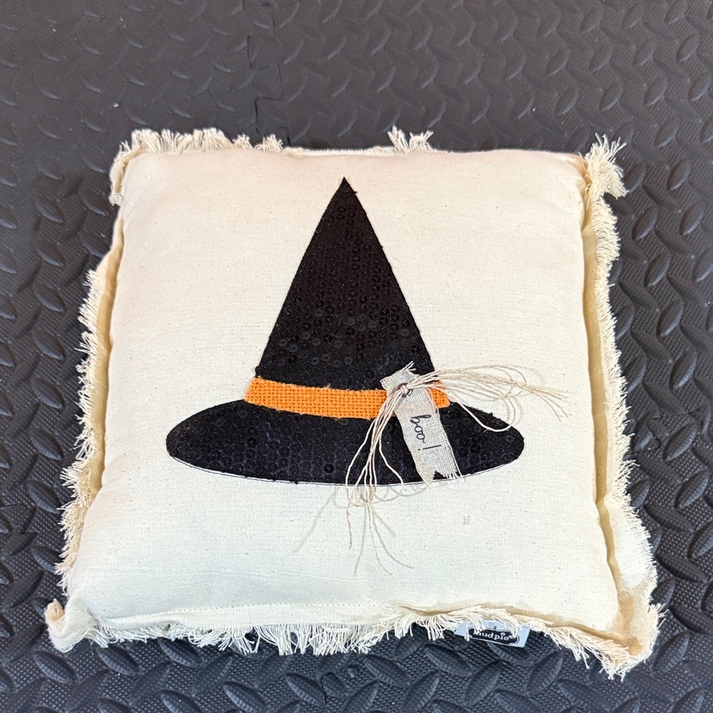 Mud Pie Witch’s Hat Sequin Halloween Decorative Pillow NWOT